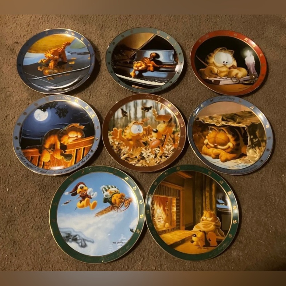 1990 Full Set Vintage Garfield Dear Diary Series Collectible Plates By Jim Davis